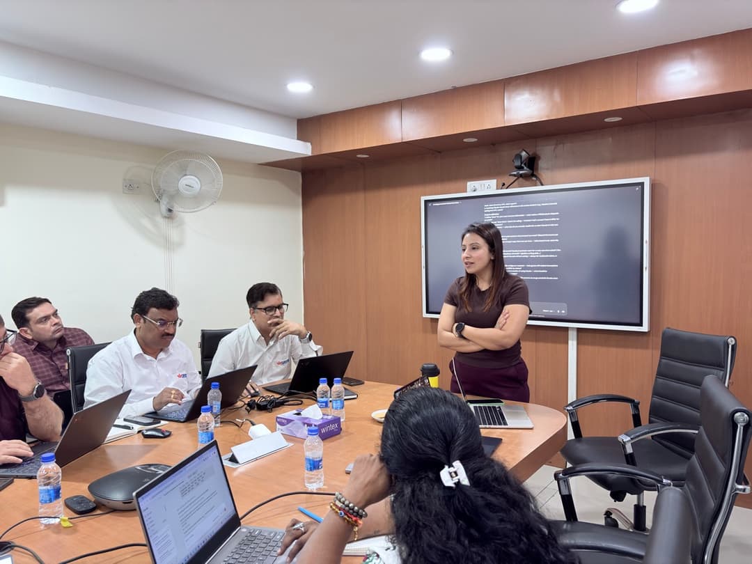 Fatema teaching the Supertron sales team in Delhi